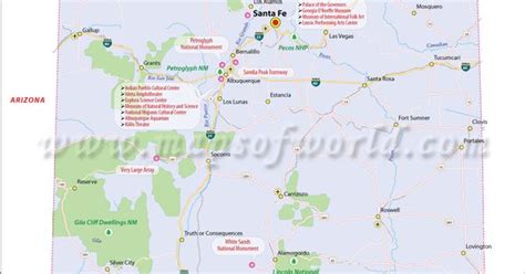 New Mexico Map Showing The Major Travel Attractions