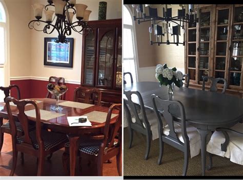 Before And After Dining Room Painted Cherry Queen Anne Table And Chairs