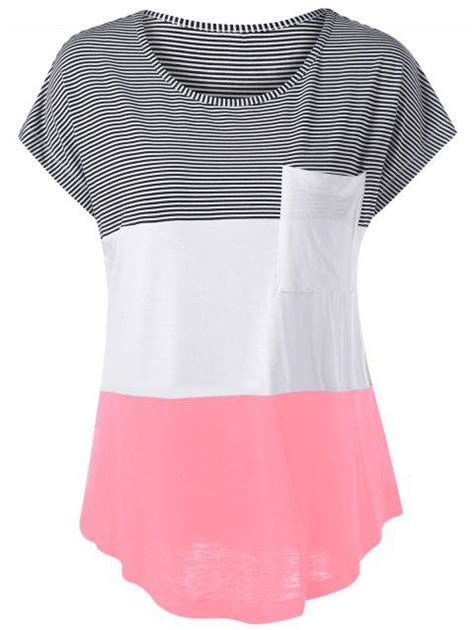41 Off 2019 Cap Sleeve Color Block Asymmetrical T Shirt In White