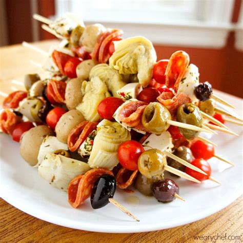 Antipasto Skewers An Easy Party Food The Weary Chef