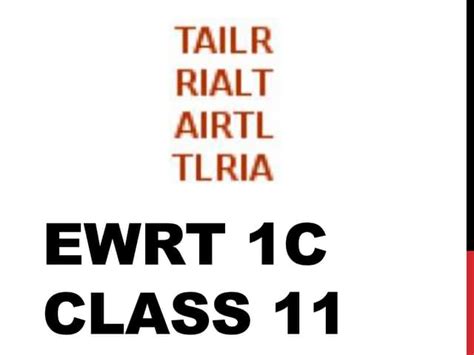 Ewrt 1 C Class 11 Ppt