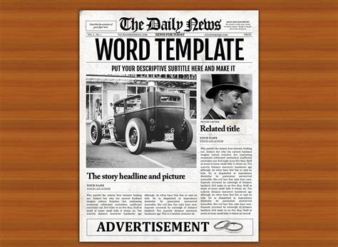 Vintage Word Newspaper Template Graphics Affiliate Ad Word
