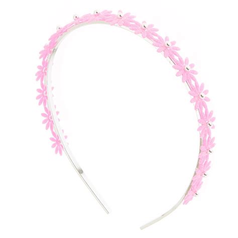 Claires Pink And Silver Daisy Headband Fashion Accessories Jewelry