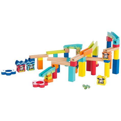 Ultrakidz Wooden Marble Run Incl Glass Marbles 60 Pieces Toptoy