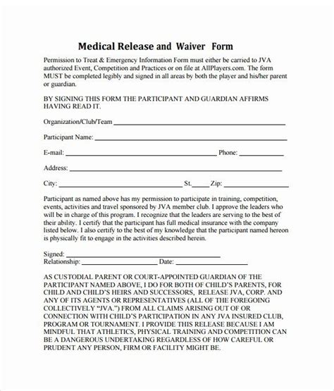 sample medical release forms beautiful sample medical waiver form