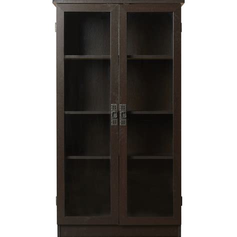 Complete with 6 different shelves, each shelf can hold up to 25lbs. Three Posts Lyonsdale Glass Door 53" Standard Bookcase ...