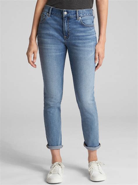 Mid Rise Soft Wear Girlfriend Jeans With Washwell™ Gap Factory