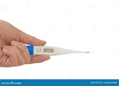 Hand Is Holding A Digital Thermometer Isolated Stock Photo Image Of