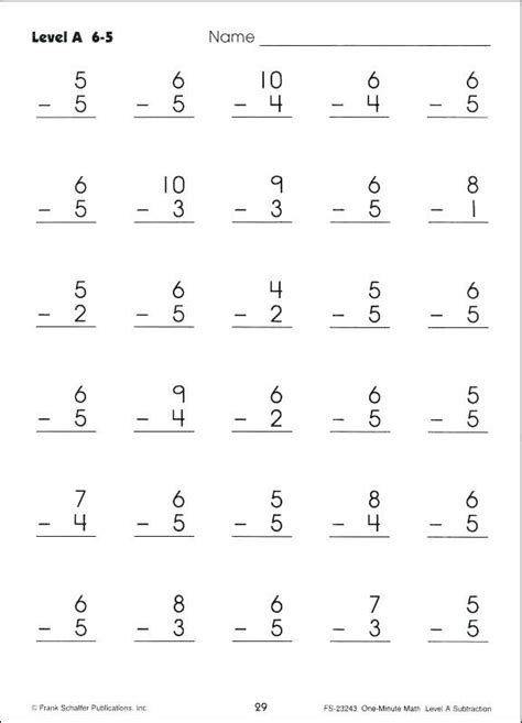 Mad Minute Subtraction Printable Worksheets Math Worksheets Kumon