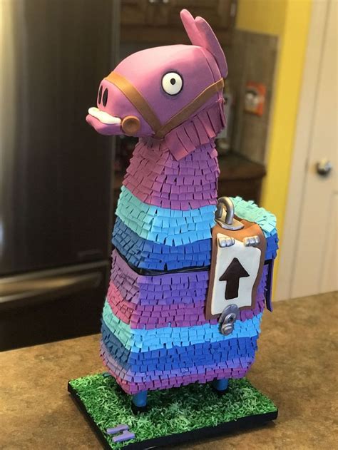 Draw your graphics with a marker on the white paper. Fortnite Loot Llama Cake Head is Rice Krispie Treat, body ...