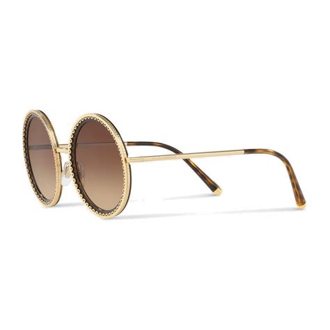Dolce And Gabbana Round Sunglasses With Sacred Heart Metal Profile
