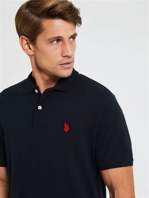 u s polo assn core pique polo shirt black cilento designer wear