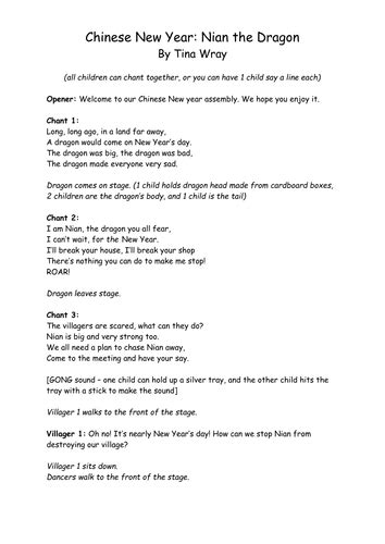 Chinese New Year Nian The Dragon Poem Assembly By