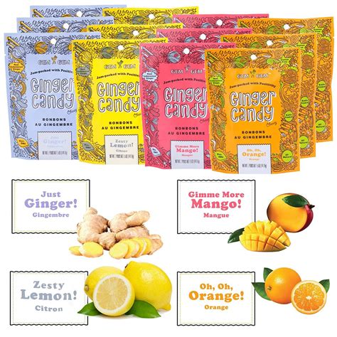 Gem Gem Ginger Candy Chewy Ginger Chews Assorted Mix 5 0oz Pack Of 12