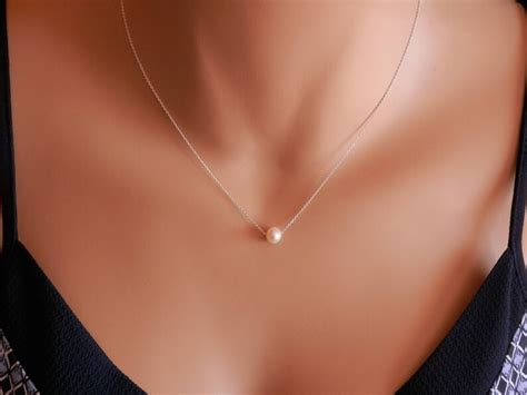 Bridesmaid Gift Single Pearl Necklace Gold Rose Gold Pearl Etsy