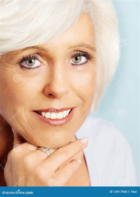 Portrait Of Close Up Portrait Of Charming Woman With Charming Sm Royalty Free Stock Image