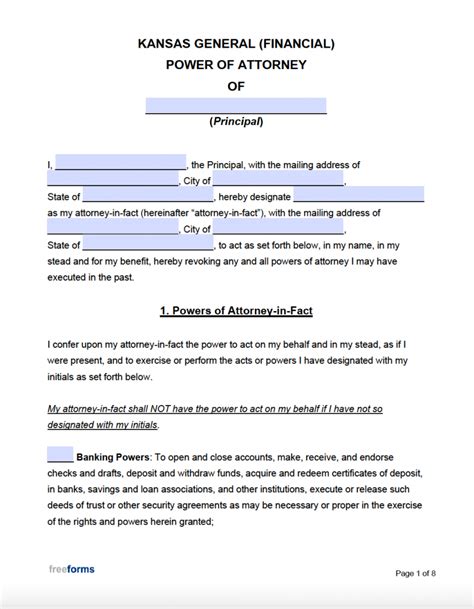 Free Kansas Power Of Attorney Forms Pdf Word