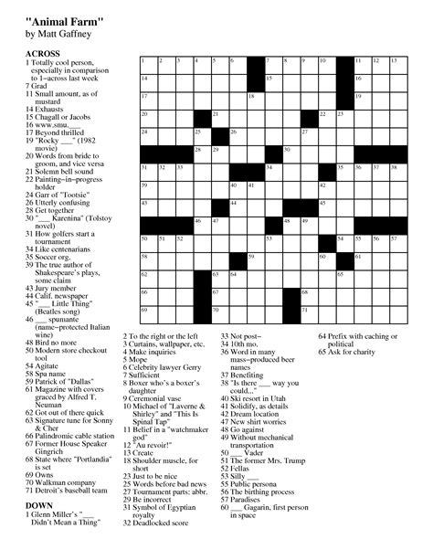 Merl Reagles Sunday Crossword Free Printable Free Printable A To Z