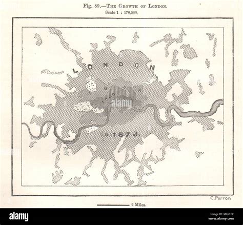 The Growth Of London 1600 1746 1848 1873 Sketch Map 1885 Old Antique