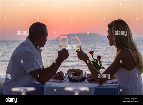Couple Drinking Wine Silhouette Romantic Date Vacation Summer Sea