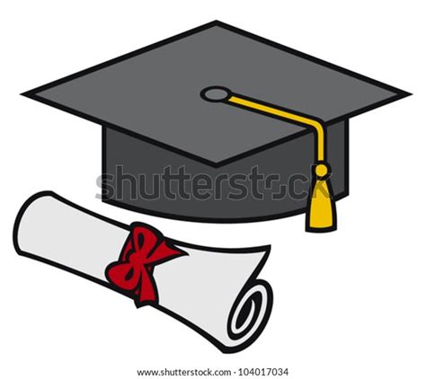 Graduation Cap Diploma Mortar Board Hat Stock Vector Royalty Free