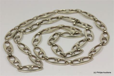 A Long Silver Gucci Link Chain Sterling Silver Hallmarked