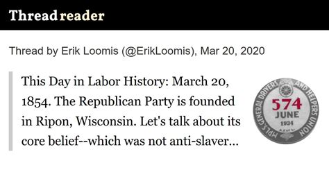 Thread By Erikloomis This Day In Labor History March 20 1854 The