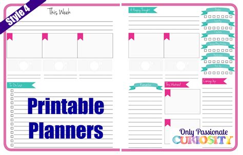 Easy To Print Planner Style 4 Only Passionate Curiosity