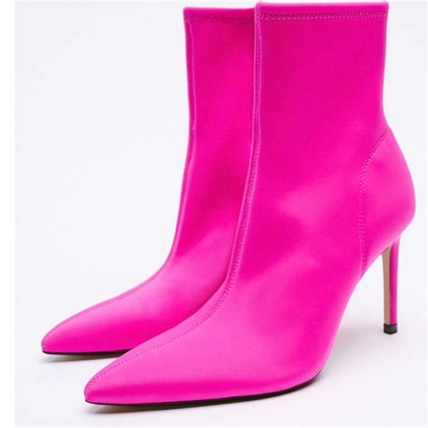 Zara Shoes Zara Pink Fuschia Stretch Booties Poshmark