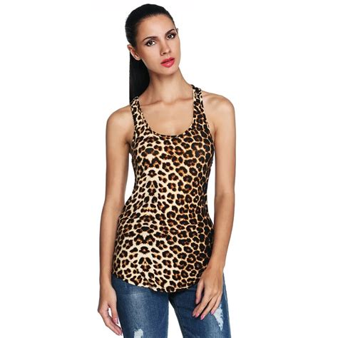 Sexy Women Sleeveless O Neck Leopard Printed Tank Tops Sleeveless Shirt Blusas Plus Size Free