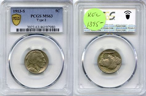 Usa 5 Cents 1913 S Indian Head Buffalo Nickel Pcgs Ms63 Type 2