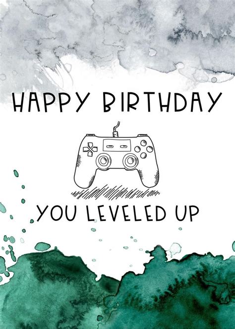 Gamers Birthday Card Happy Birthday You Leveled Up Click Etsy