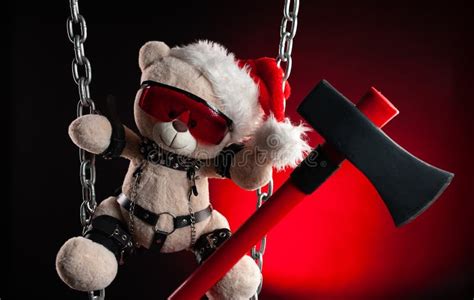 Christmas T A Bdsm Teddy Bear From A Sex Shop In A Santa Claus Hat