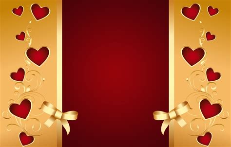 Wallpaper Background Hearts Red Golden Love Background Romantic