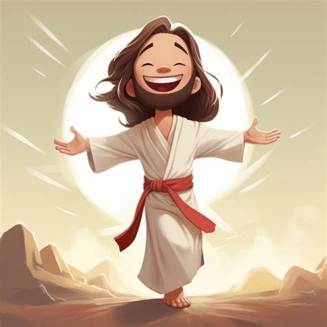 Premium Ai Image Joyful Jesus A Heartwarming Cartoon Depicting The