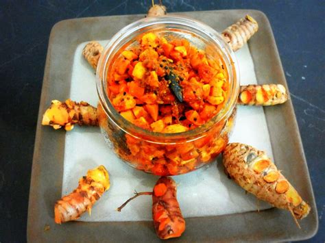Raw Turmeric And Ginger Pickle Indian Cooking Manual