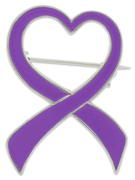 Pinmart Purple Heart Domestic Violence Awareness Ribbon Brooch Pin