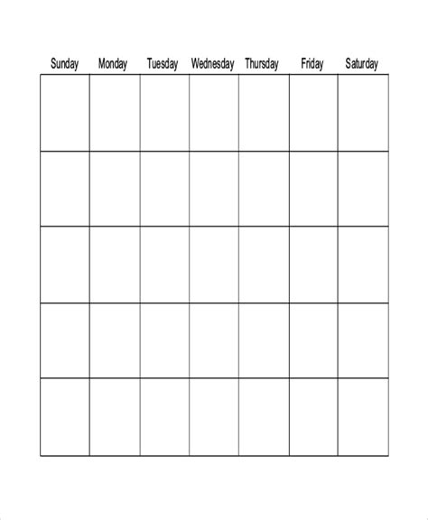 Printable Calendar Empty Blank Calendar Template Free Printable Blank