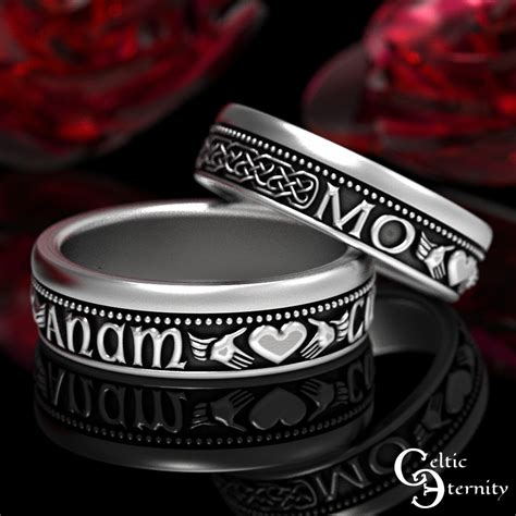 Irish Soulmate Rings Gaelic Wedding Rings Matching Claddagh Rings