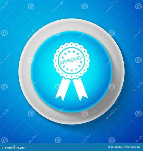 White Approved Or Certified Medal Badge With Ribbons Icon Isolated On