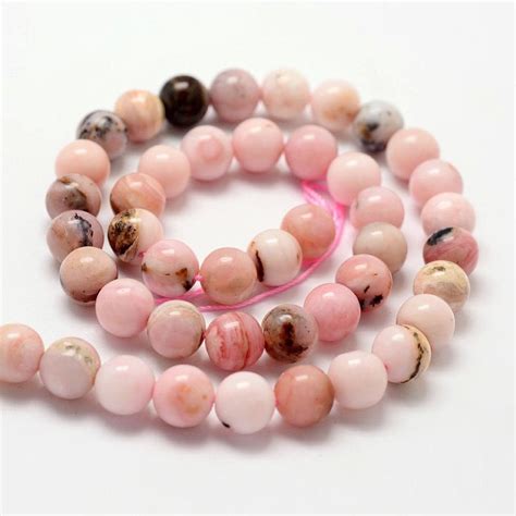 Pink Opal Beads Round Natural Gemstone Beads Sold By 15 Inch Strand