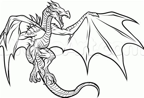 Cool flying fire breathing dragon with sword vector color illustration, isolated for easy editing. Realistic Dragons Drawing at GetDrawings | Free download