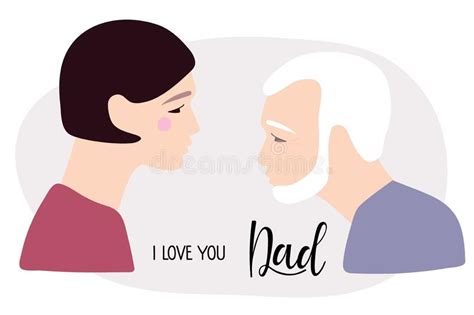 i love you dad elderly man with gray hair and wrinkles his daughter fathers day illuctration