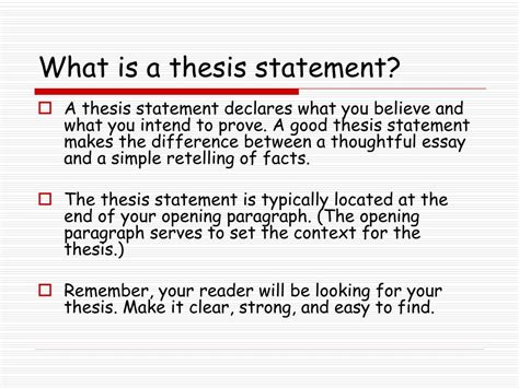 Ppt Creating A Thesis Statement Powerpoint Presentation Free