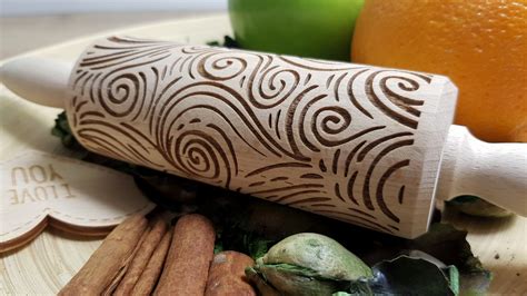 Waves Engraved Rolling Pin Embossed Handmade Rolling Pin Etsy