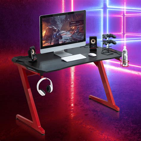 Homcom Gaming Desk Computer Writing Table With Cup Holder