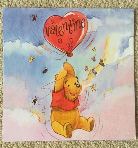 A Painting Of Winnie The Pooh Holding A Heart Shaped Balloon That Says