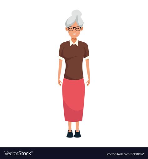 Old Woman Cartoon Icon Flat Design Royalty Free Vector Image