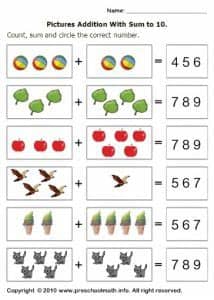Addition Worksheet for Preschool and Kindergarten ...
