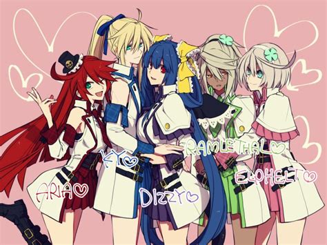 dizzy ramlethal valentine elphelt valentine ky kiske and aria guilty gear and 1 more drawn